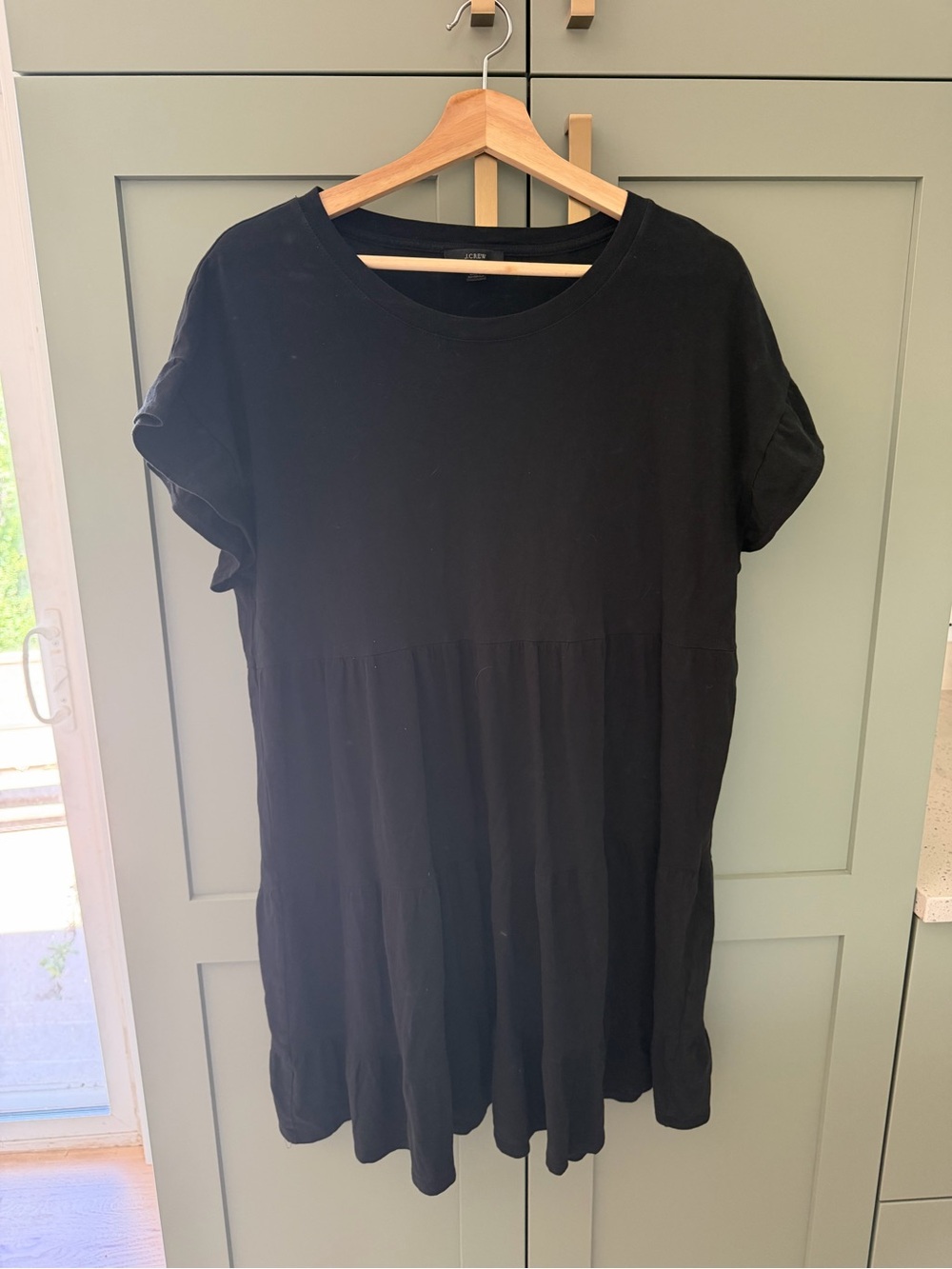 J. Crew Black Short-Sleeve Babydoll Dress